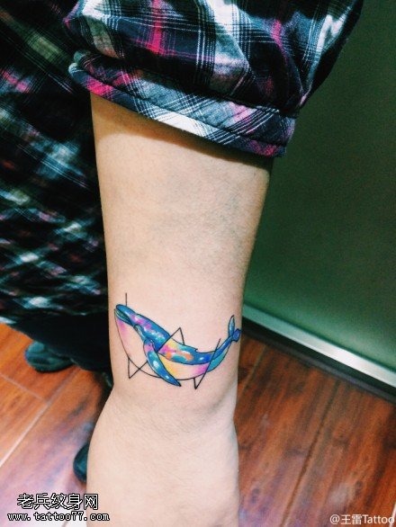 彩色可爱海豚纹身图案