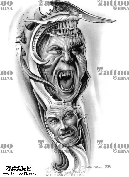 堕落的天使恶魔手稿纹身图案