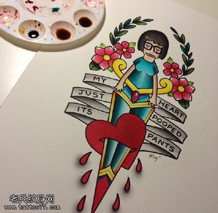 欧美风超能量的女孩纹身图案