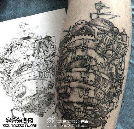 古时候王子的城堡纹身图案