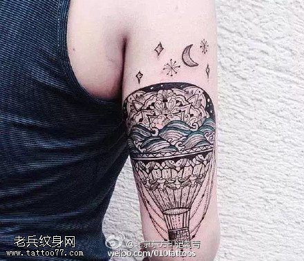 经典的热气球纹身图案
