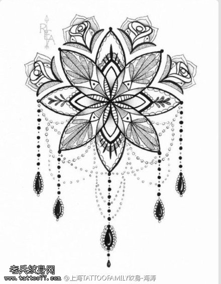 梵花纹身手稿图