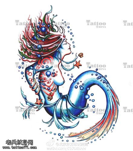 个性美人鱼纹身图案