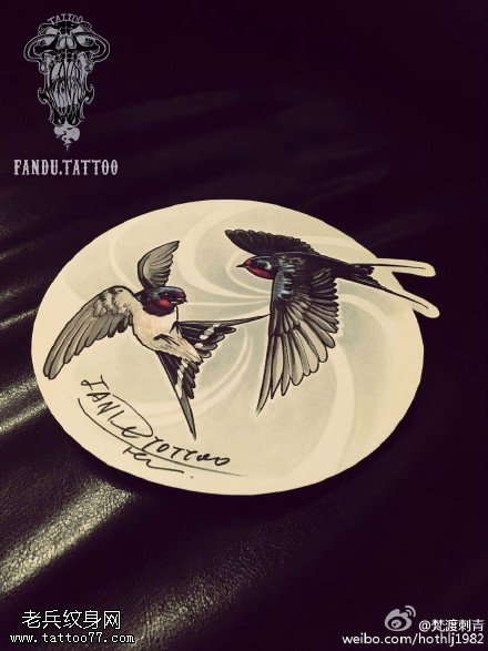 蜂鸟纹身手稿图案