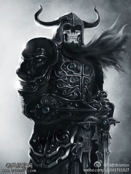 霸气黑白飘逸死神纹身图案