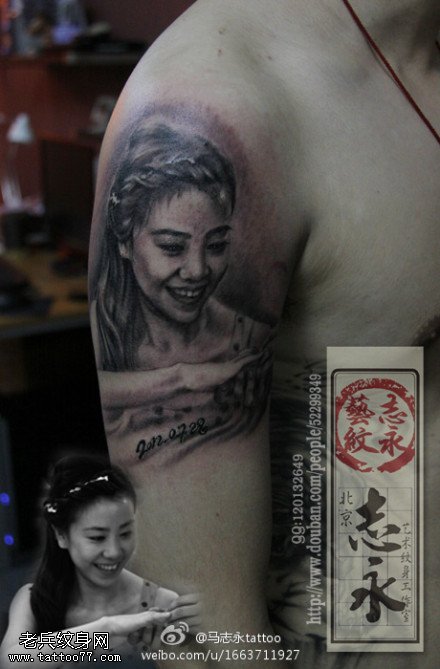 美女肖像纹身图案