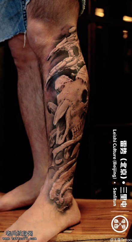 恐怖吓人骷髅纹身图案