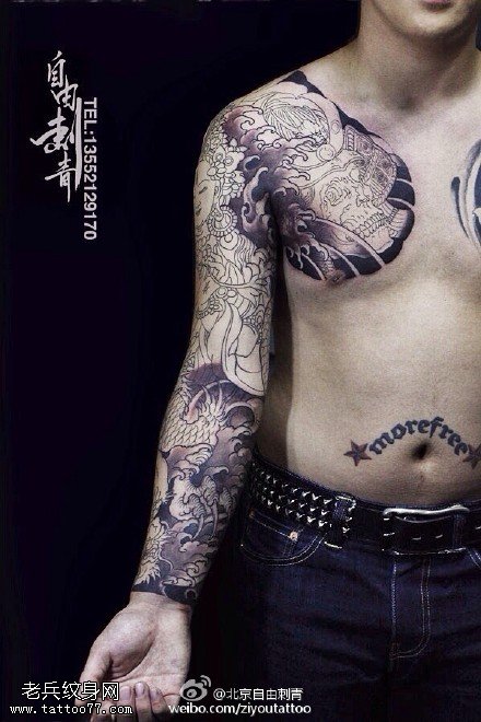 花臂菩萨蛮纹身图案