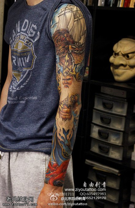 海参波塞冬霸气花臂纹身图案缩略频道推荐图