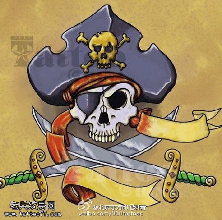 超酷的海盗骷髅纹身图案
