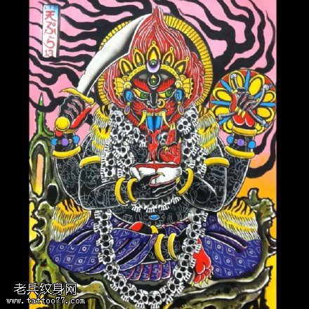 印度风格宗教图标手稿纹身图案