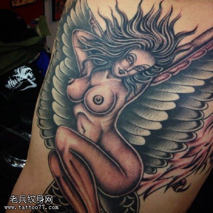 性感天使女郎纹身图案