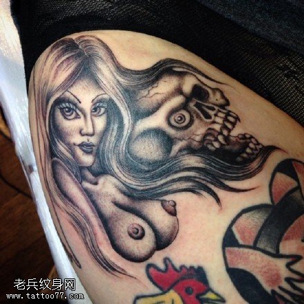 性感美女骷髅纹身图案