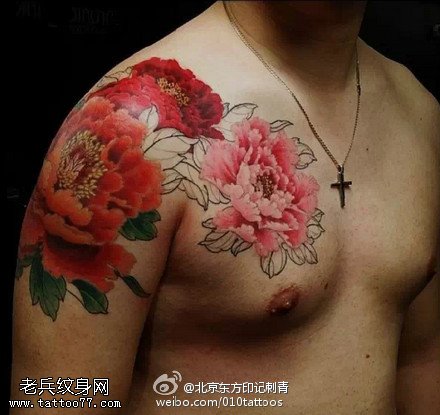 中国风高贵美丽的牡丹纹身图案