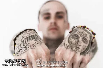 欧美风英文骷髅纹身图案