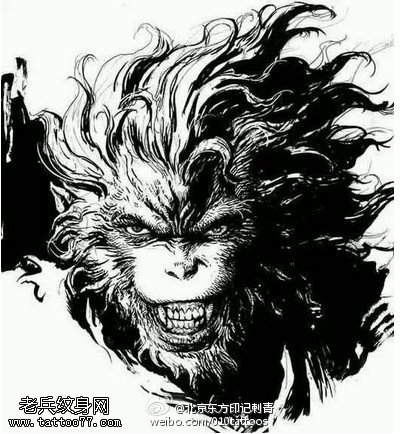 经典孙悟空手稿纹身图案