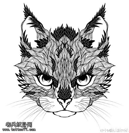 经典可爱的猫咪手稿纹身图案