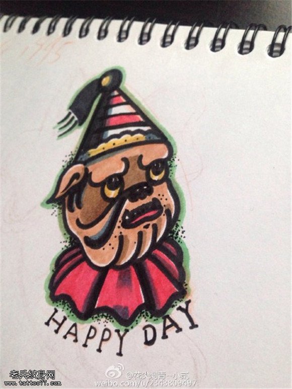 彩色卡通小丑纹身图案