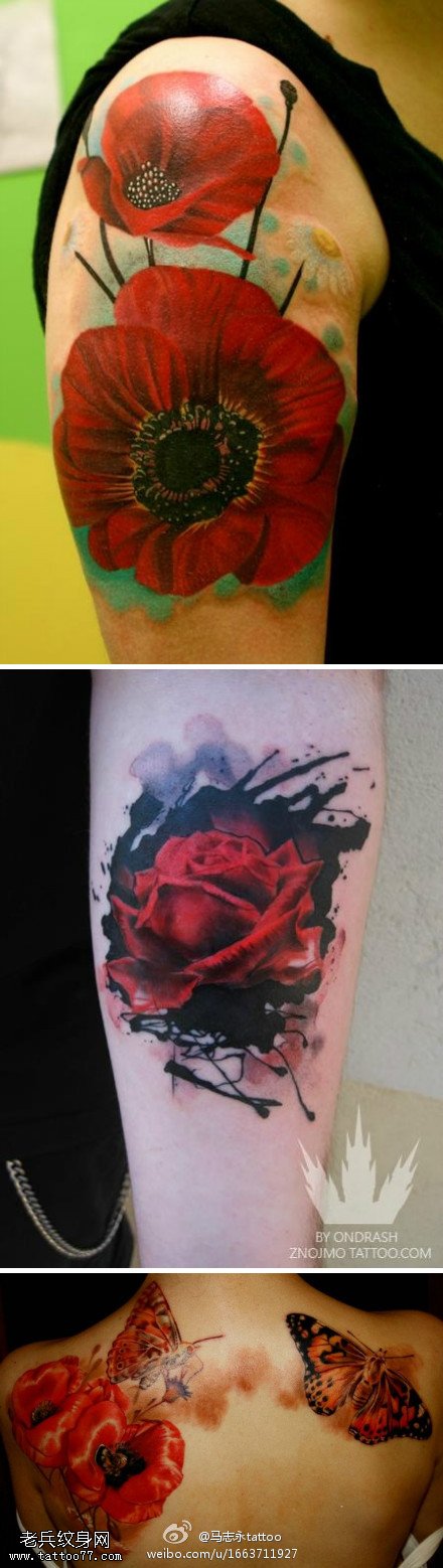 美丽诡异各类大花纹身图案