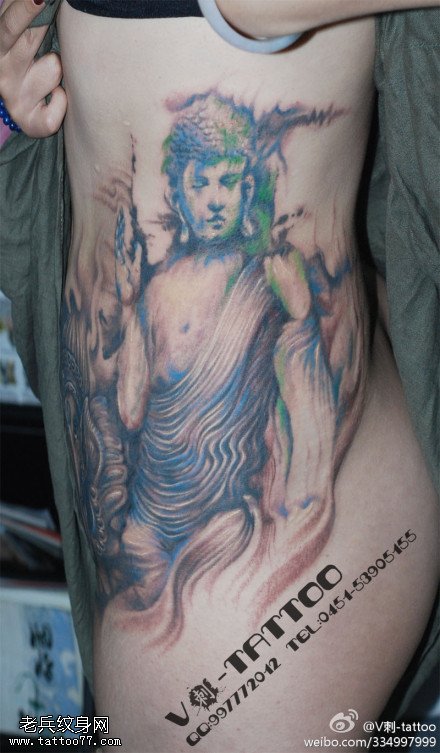 彩色佛纹身图案