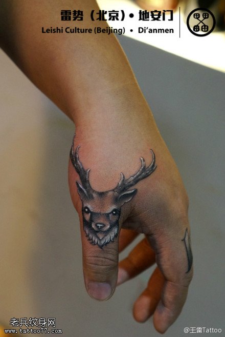 可爱呆萌梅花鹿纹身图案