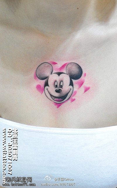 可爱呆萌米奇纹身图案