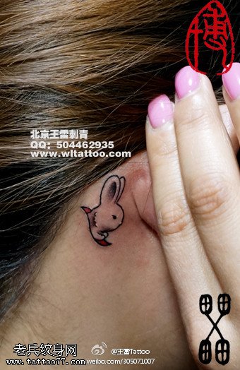 呆萌可爱小兔纹身图案