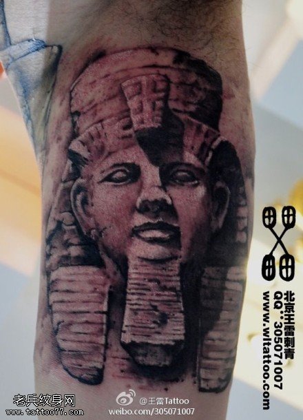 庄重严肃石像纹身图案