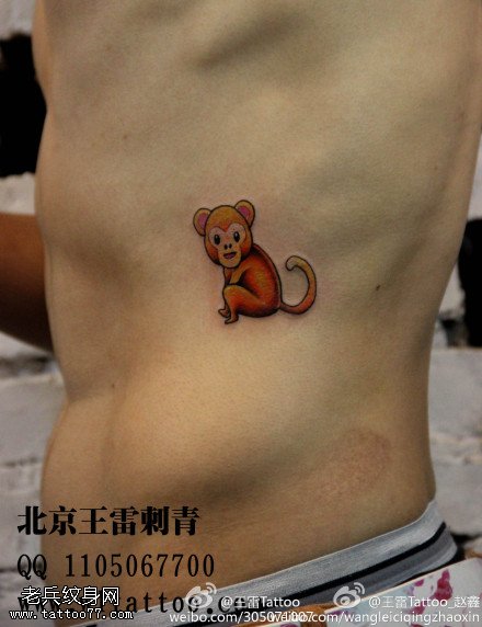 可爱呆萌猴子纹身图案