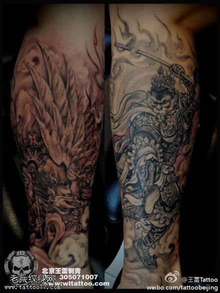 威风凛凛战斗圣佛纹身图案
