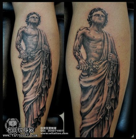 静心唯美石像纹身图案