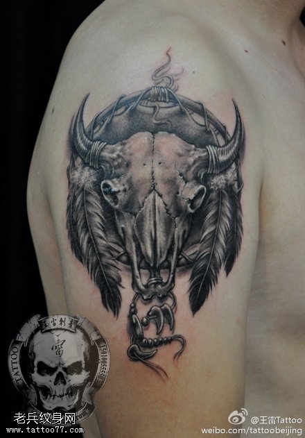 恐怖霸气羚羊头纹身图案