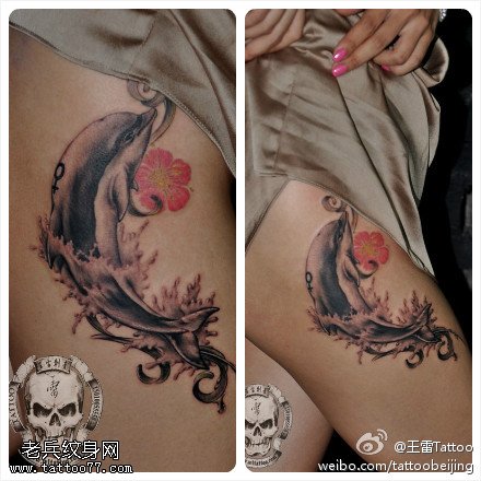 可爱呆萌海豚纹身图案