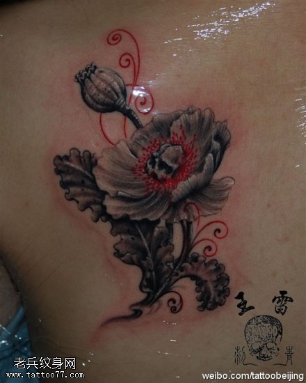 妖艳恐怖罂粟纹身图案