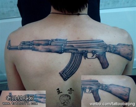 霸气酷帅AK47纹身图案
