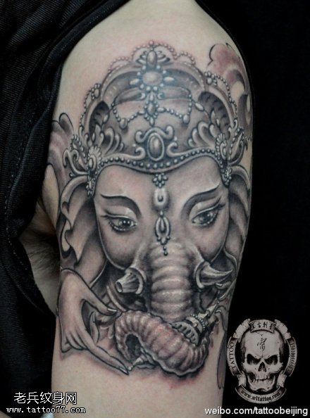 智慧神圣象鼻神纹身图案