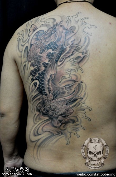 霸气富贵锦鲤纹身图案