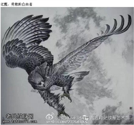 翱翔的老鹰纹身图案