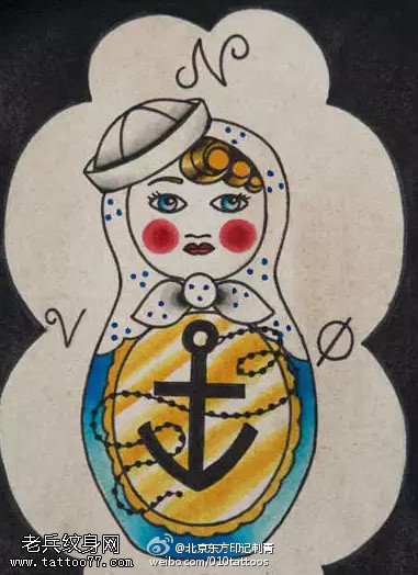 俄罗斯娃娃手稿纹身图案
