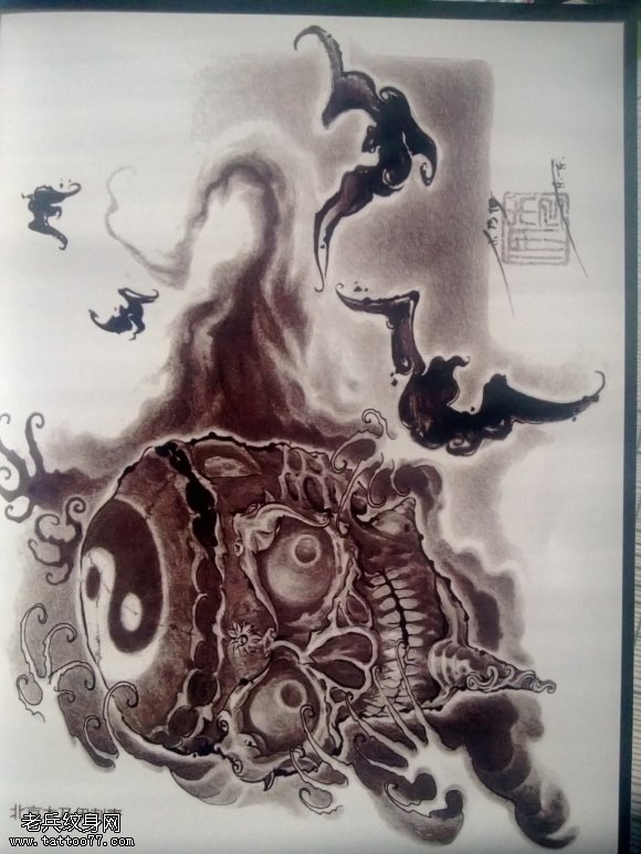 嘎巴拉蝙蝠纹身图案