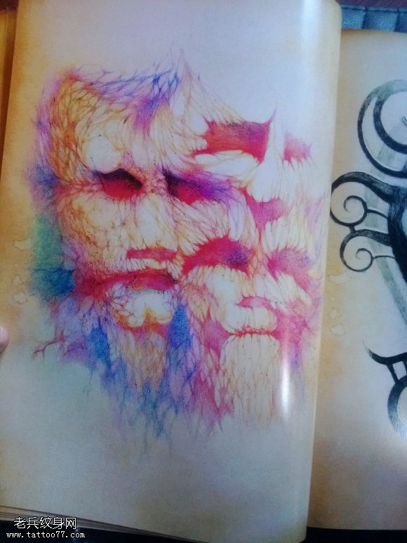 一款欧美抽象人物纹身图案