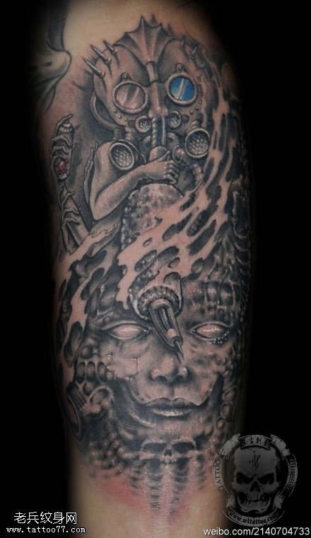 神秘酷帅外星人纹身图案