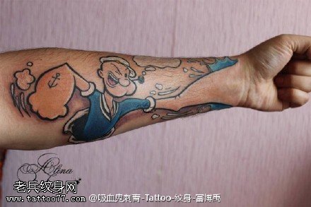 形象逼真大力水手纹身图案缩略频道推荐图