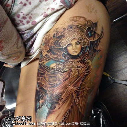 霸气威风战斗女纹身图案