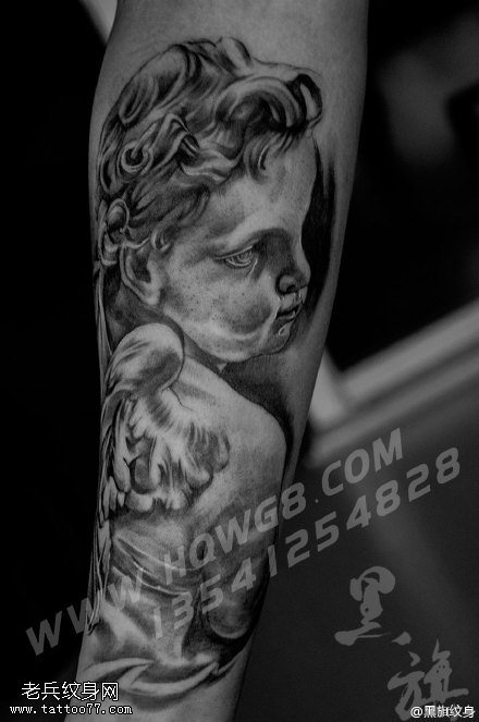 经典可爱的天使贝比纹身图案