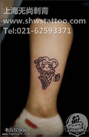 欧美风点刺小丑纹身图案