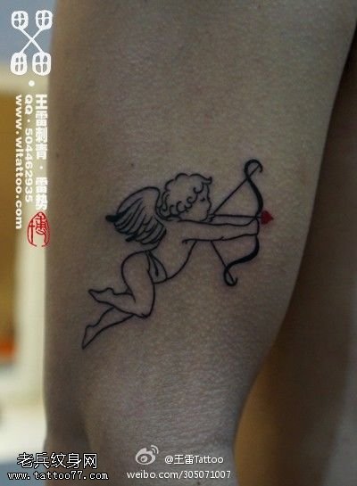 可爱爱心丘比特纹身图案