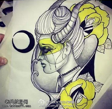 优美魔女手稿纹身图案