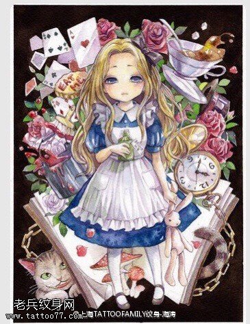 超可爱的童话小姑娘手稿纹身图案