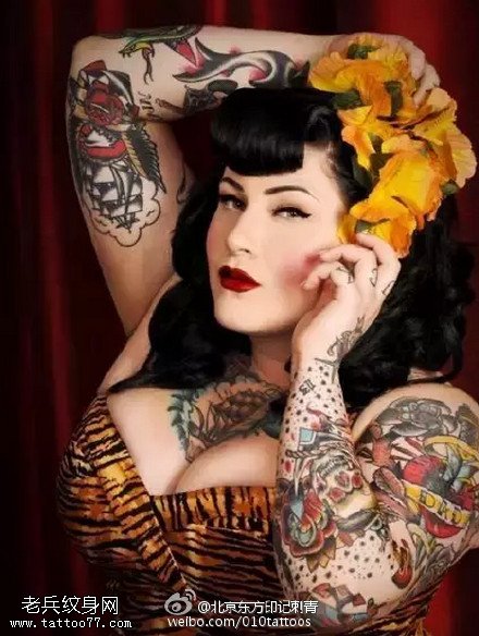 国外风韵优雅的女子纹身图案